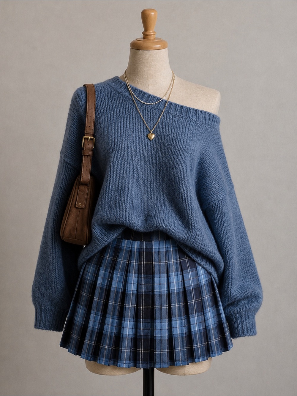 Blue Plaid Pleated Mini Skirt - Picture 6 of 6